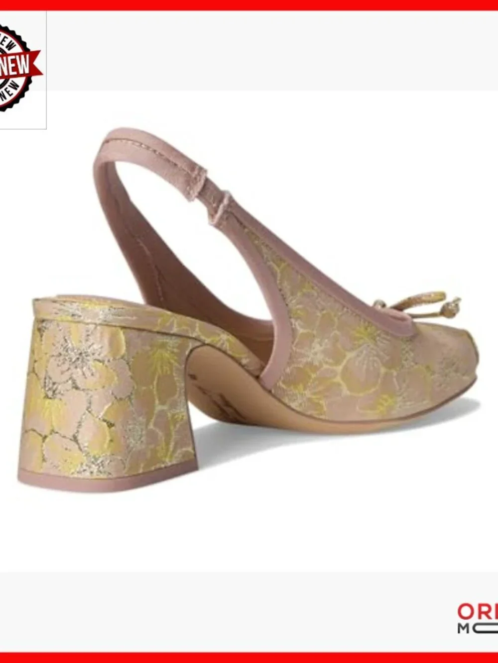 Women's Slingback Pumps with 2.5-Inch Block Heel, Floral Print